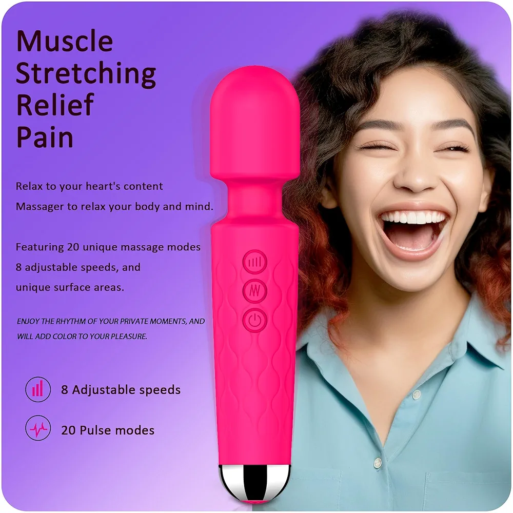 Main image of 20 Speed Magnetic Wand Vibrator For Women--PURPLE