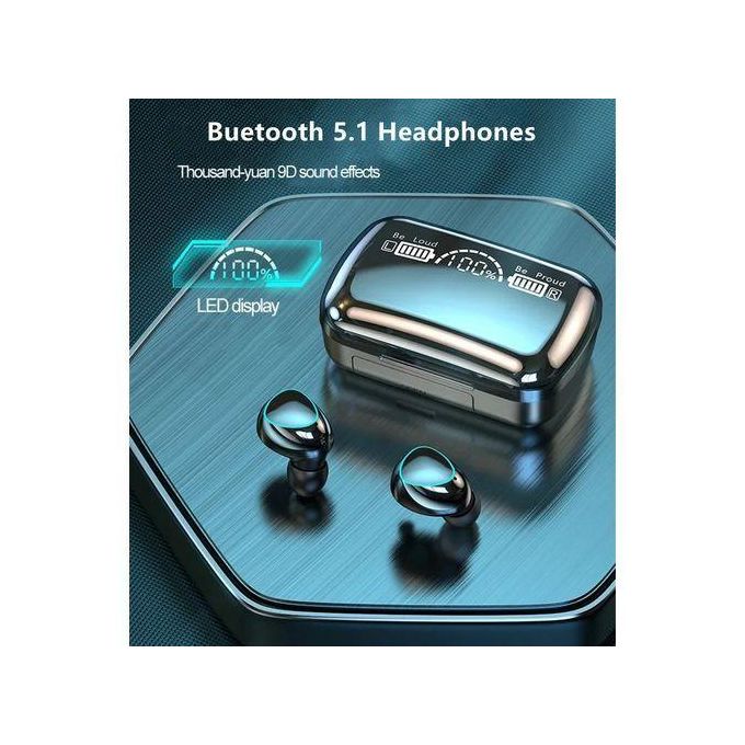 RichRipple M10 LED Display Bluetooth Headsets 9D Stereo Wireless Earphones Earpods - Side view