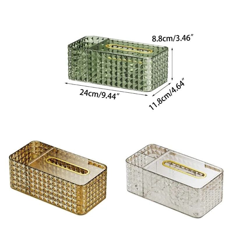 Diamond pattern tissue box with compartment - Image 4