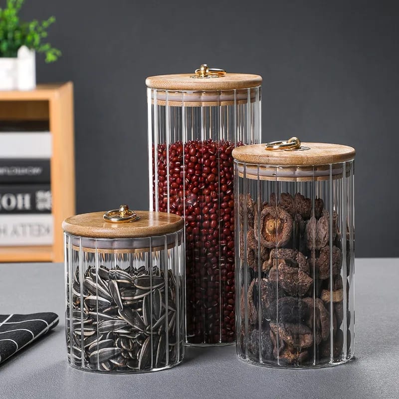 3pcs set Airtight Kitchen Glass Storage Jars - Image 3