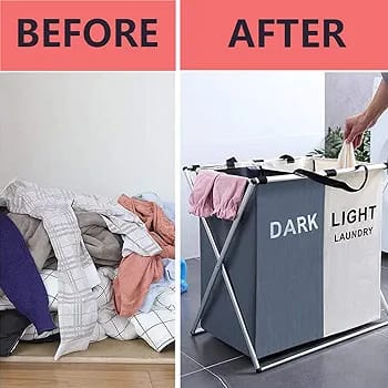 2 compartment foldable laundry Basket - Image 2