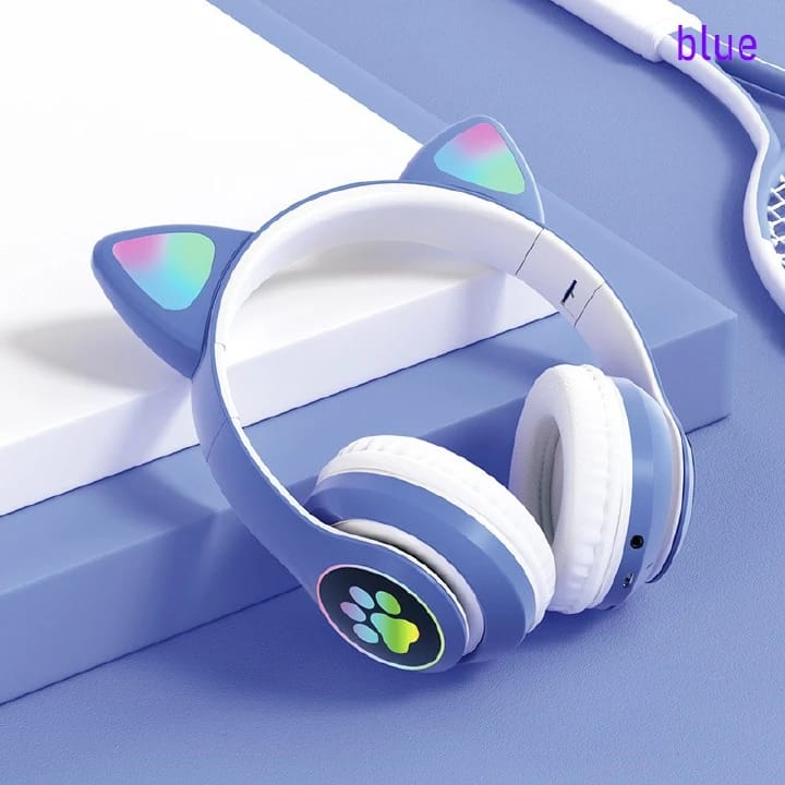 Flashing Bluetooth Wireless VIV-24M Cat Ears Headphone Headset Earphones
