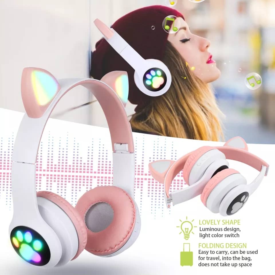 Flashing Bluetooth Wireless VIV-24M Cat Ears Headphone Headset Earphones - Image 4
