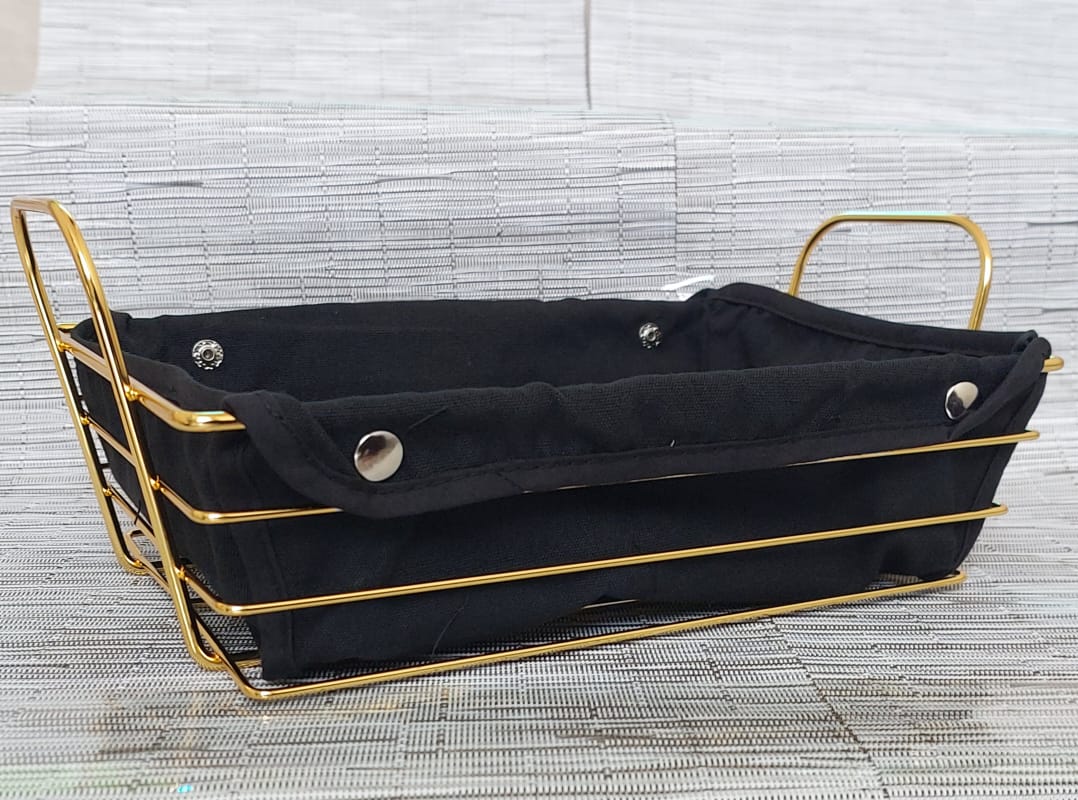 Gold frame black cloth storage bread basket - Image 2