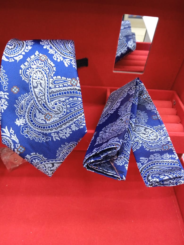 Classic Blue floral with Matching Pocket Square