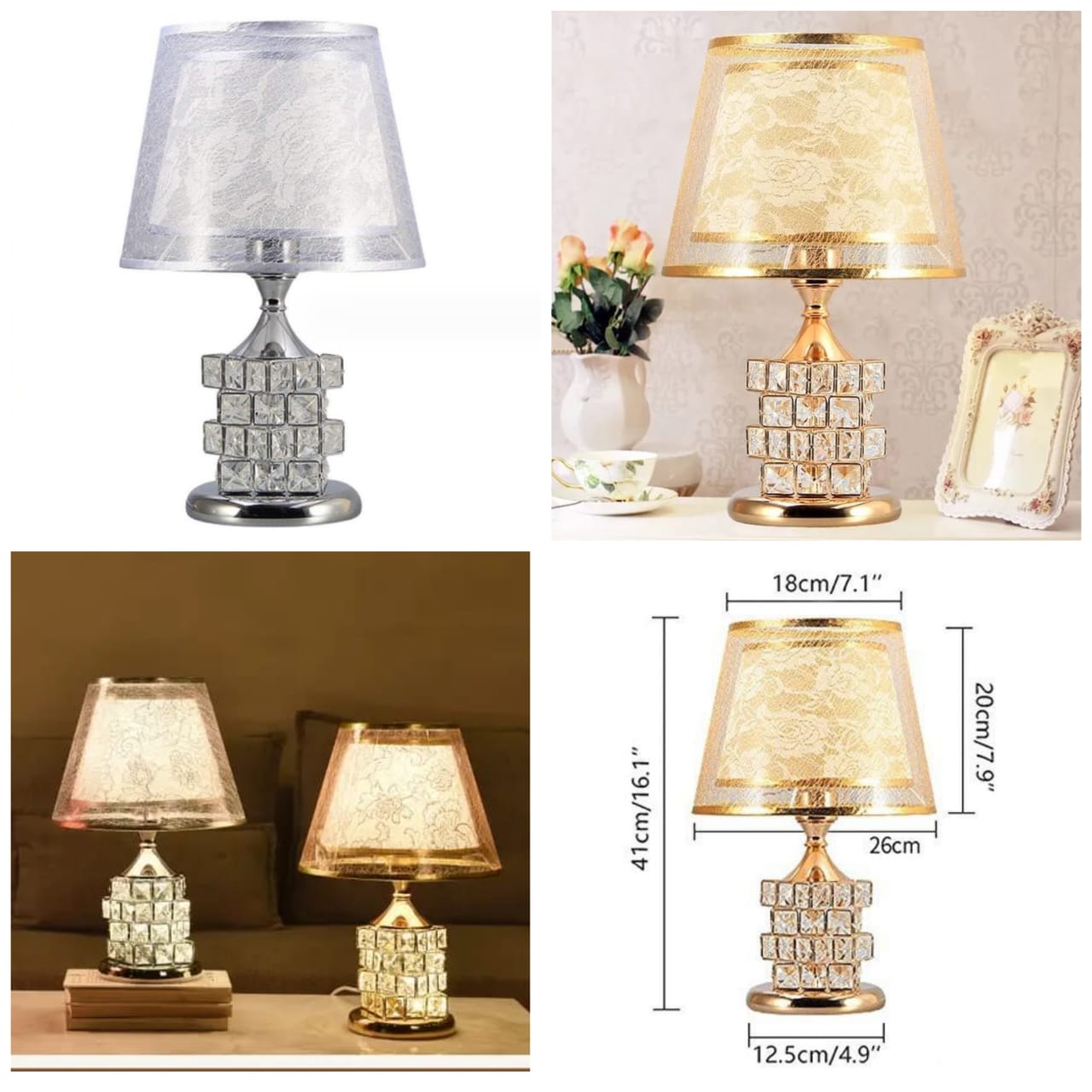 Main image of European Crystal Table Bedroom Bedside Lamp