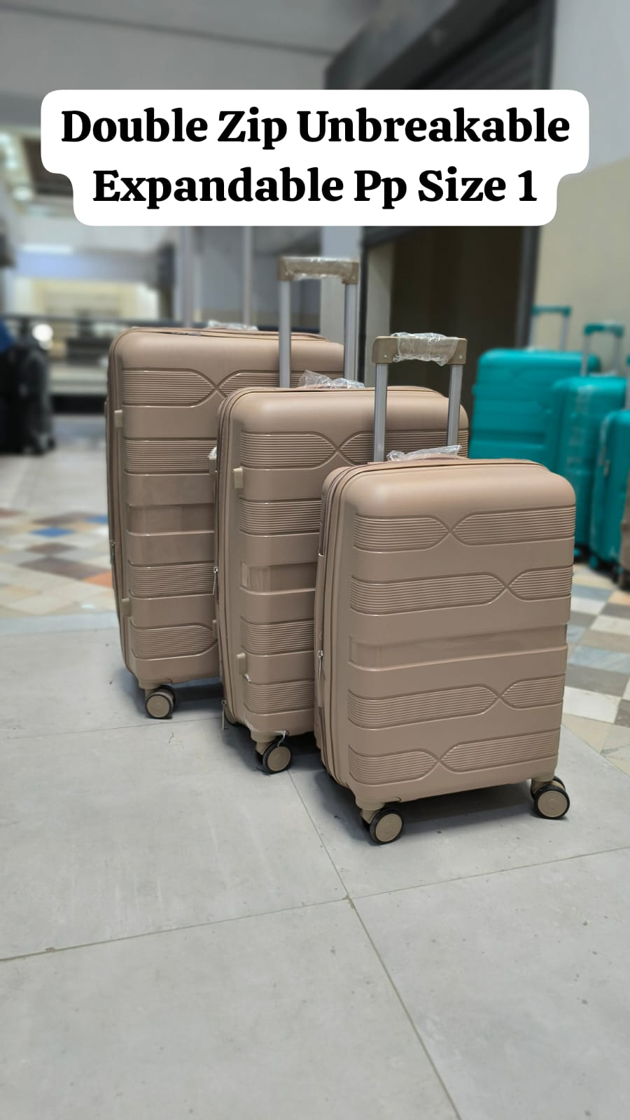 *3 in 1 Double Zip Expandable  Unbreakable Pp  Suitcase*