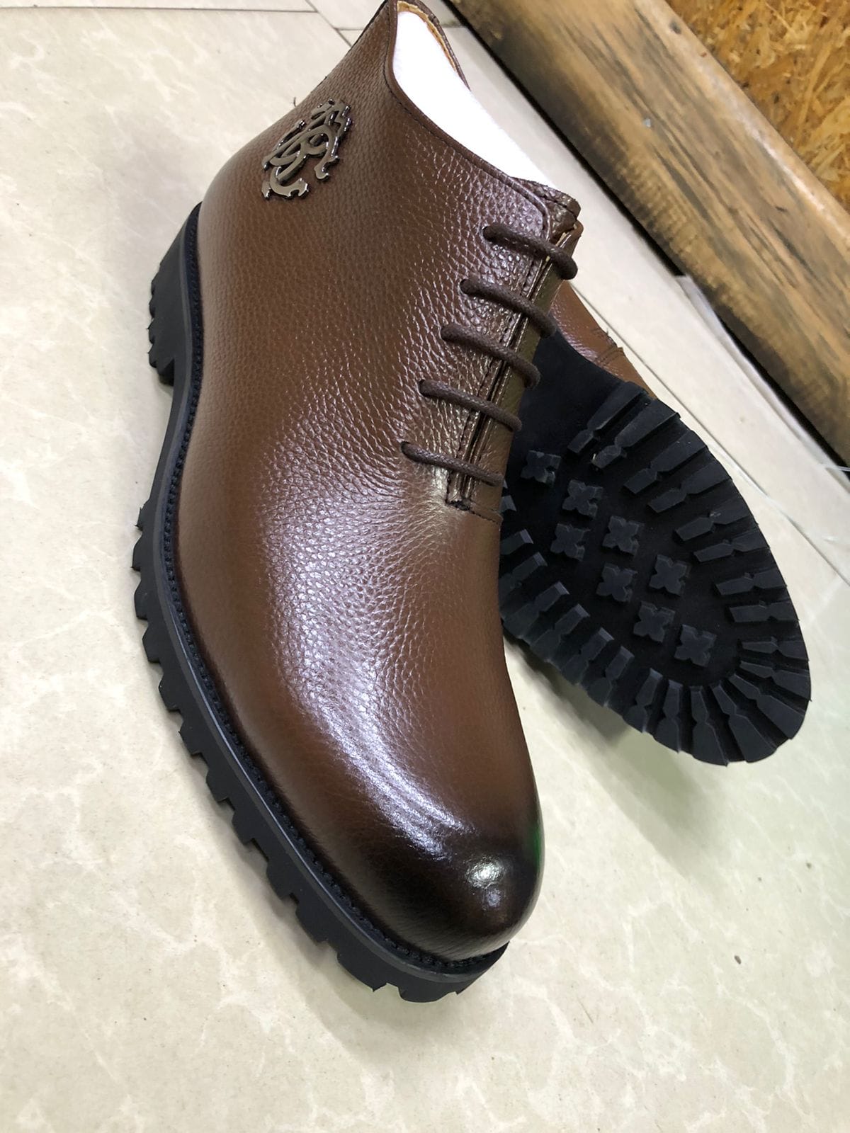 Roberto Cavalli Leather Boots Brown