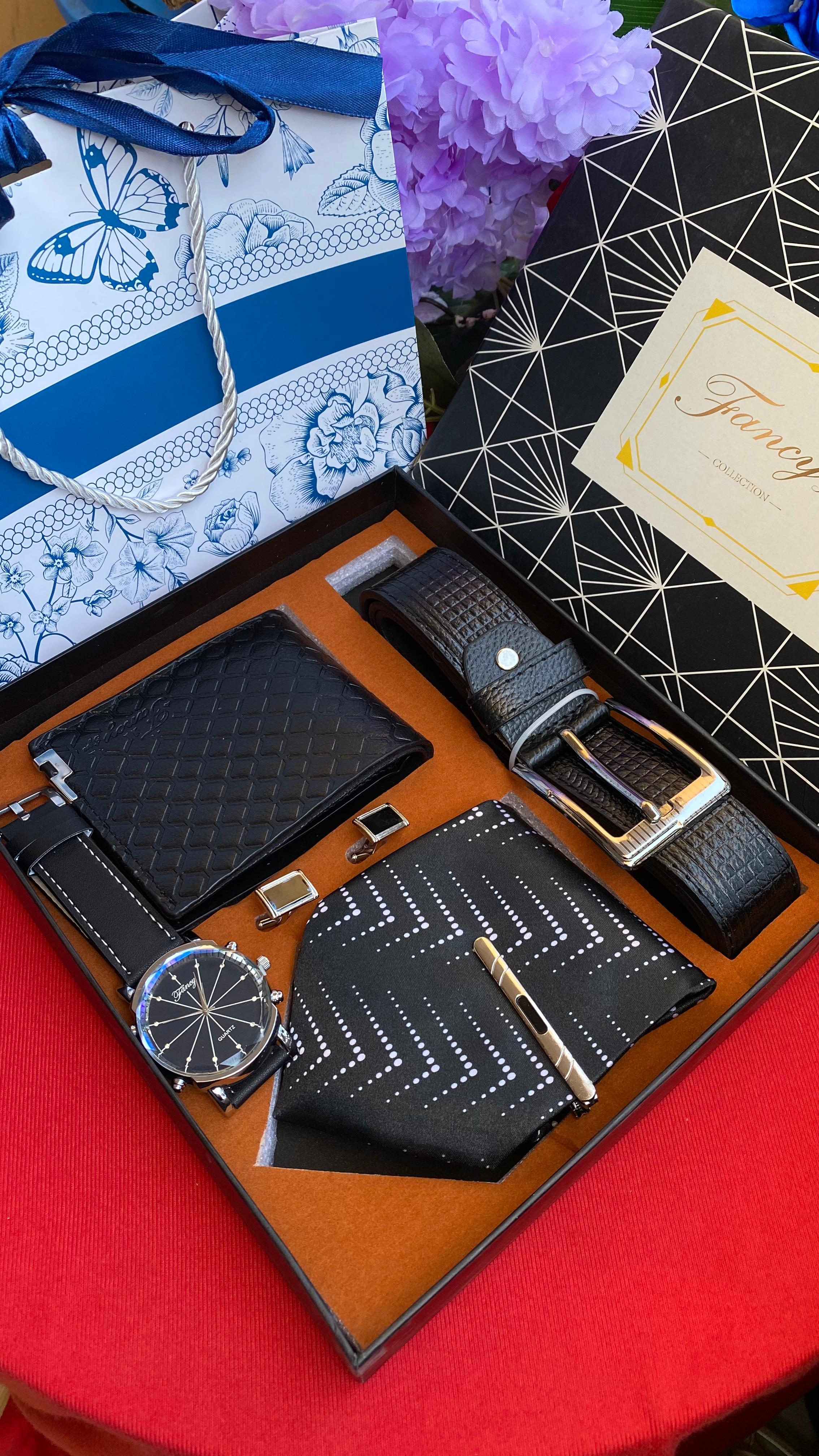 MEN VALENTINES GIFT PACK  Includes Tie,Belt ,Watch,Wallet,Cufflinks