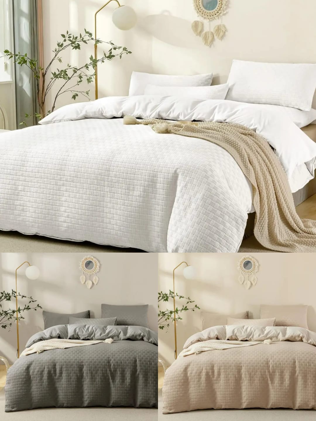 Waffle weave Poplin Luxury Soft cotton Duvet cover set