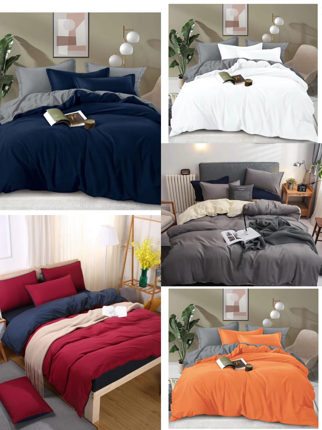 Plain Double Sided color Cotton Duvet Covers