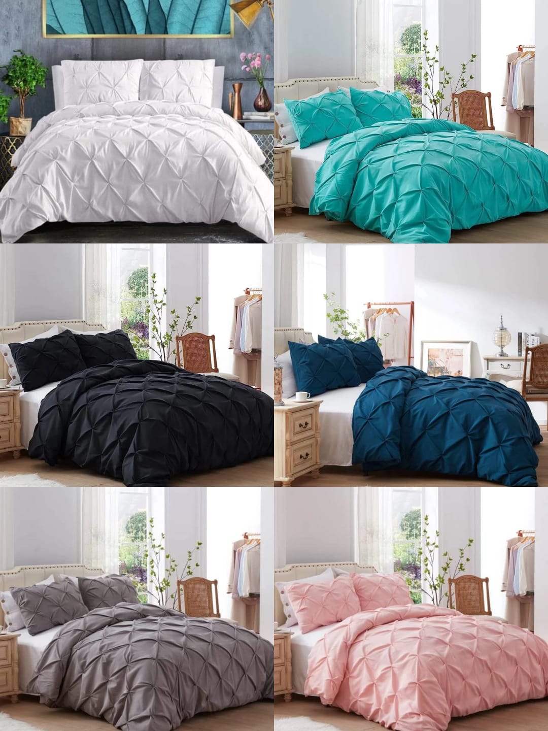 Luxury Pinch Pleat Cross Pintuck Duvet Cover set