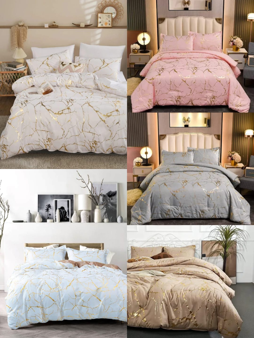 Luxury Gold Marble Textured Foil style Duvet cover set