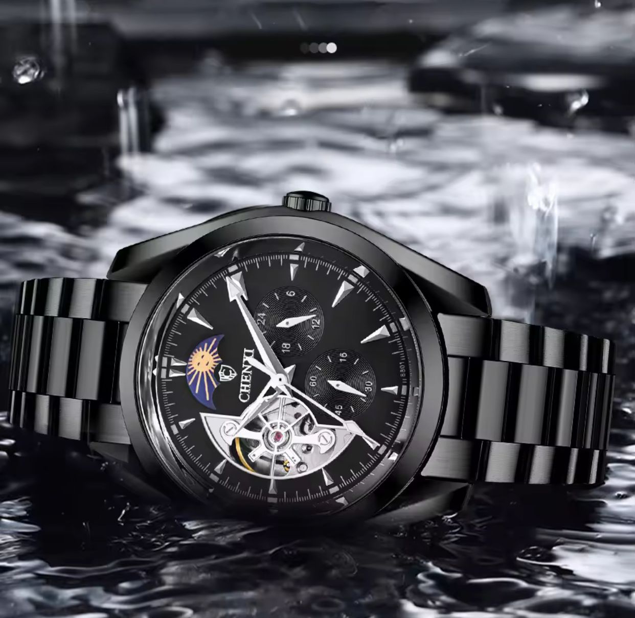 _*OLEVS CHRONOGRAPH GENTS #3673 KSH 3,500*_  ✳️Chronograph Movement ✳️Battery powered  ✳️Luminous  ✳️Moon Phase function  ✳️Date display  ✍️✍️Engraving services available ✍️✍️