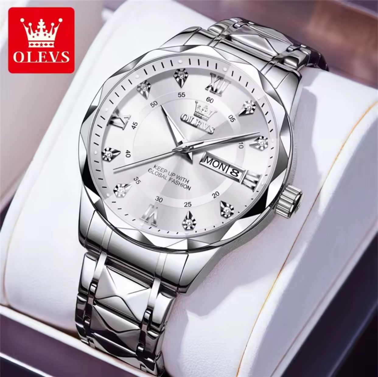 💣RESTOCKED💣  🔥🔥OLEVS GENTS WATCH #9931 *KES 2500*  🔹Luminous function 🔹Day&Date Display 🔹Water resistant 🔹Stainless Steel  ✍️✍️Engraving services available ✍️✍️ - Image 5