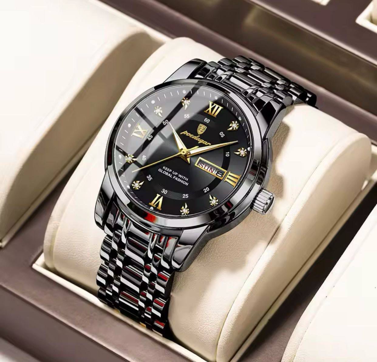 ⌚️POEDAGAR GENTS WATCH #936 *KES 2600*⌚️  *️⃣Day&Date display  *️⃣Battery powered  *️⃣Stainless steel *️⃣Water resistant