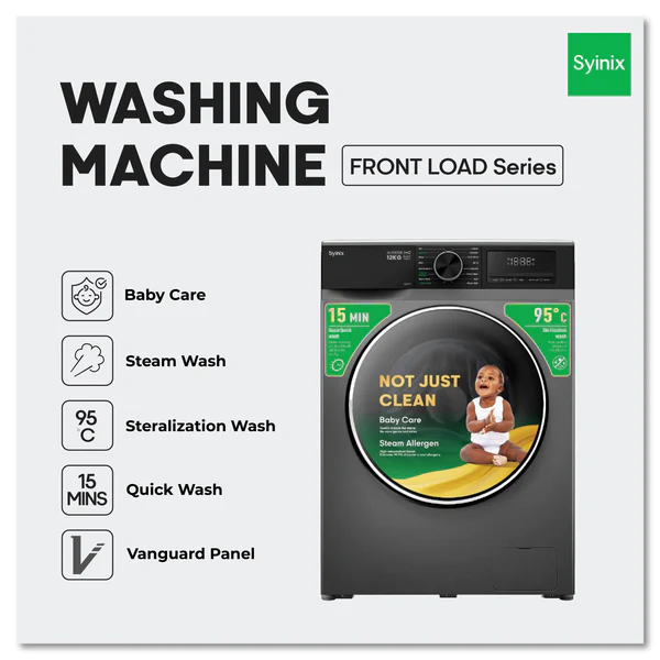 syinix washing machine frontload wash &spin 12kg - Image 2