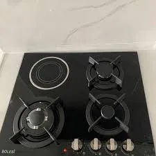 Bolesi hob 3 gas burners +1 infrared electric with gas sensor and wok burner inbuilt glass tampared gas hod - Image 3