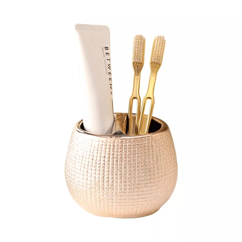 4 piece rose gold ceramic toiletry set - Image 2