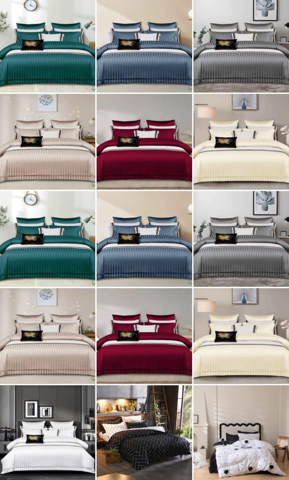 Luxury Cotton Satin Stripped Duvet cover sets