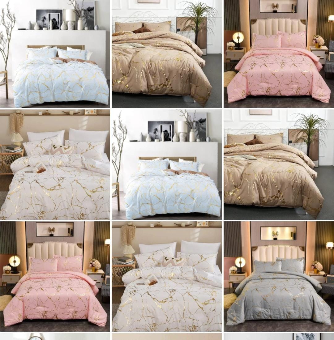Luxury Gold Marble texture Foil style Duvet cover Set
