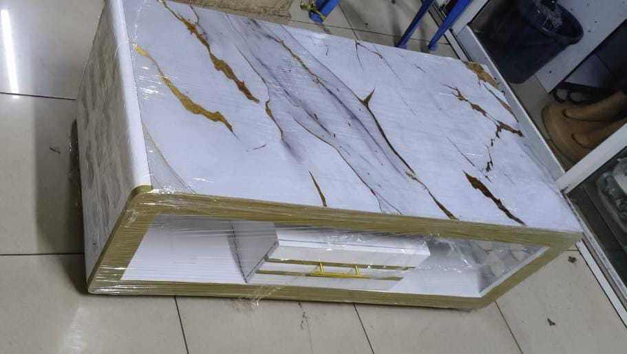 Customised White Gold Coffee Table With  marble topping 🔥🔥😍😍
