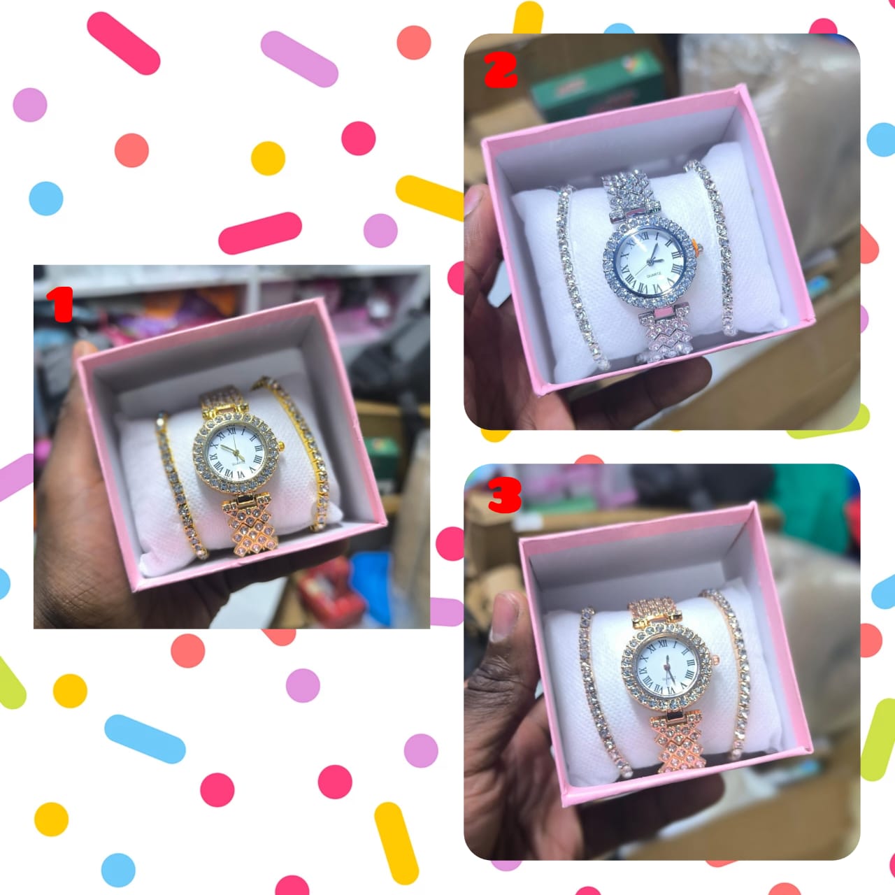 Main image of 3 in 1 Ladies watch+ Bracelet set