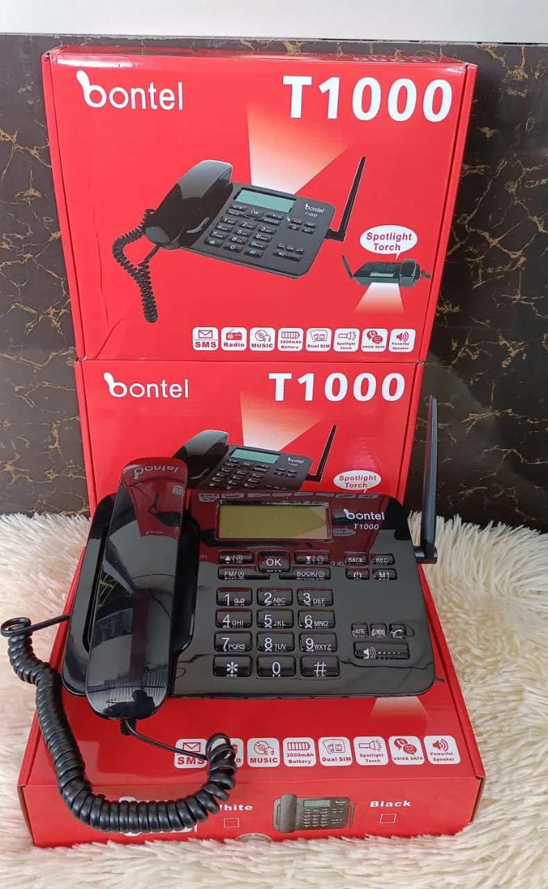 Main image of Bontel T1000 Dual SIM Wireless Desktop Phone - GSM 800/900/1800/1900MHz - 3000mAh Battery - Black