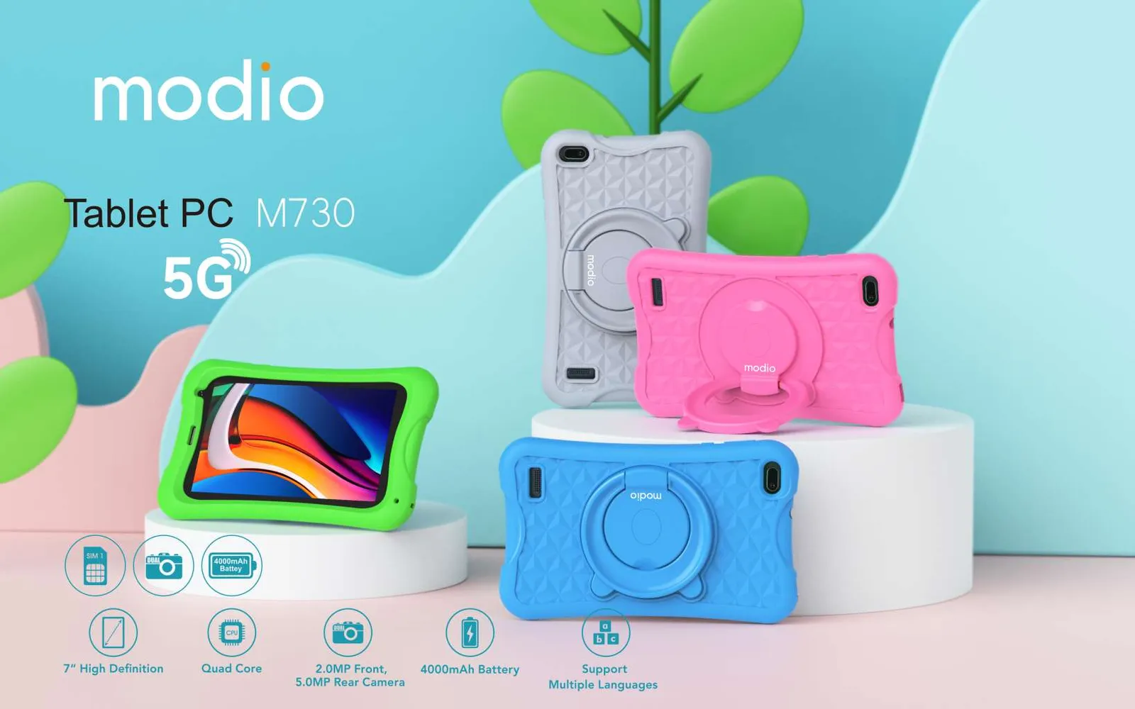 Modio Kids Android Tablet M730 256GB/6GB 4000MAH 5G SIMCARD SLOT