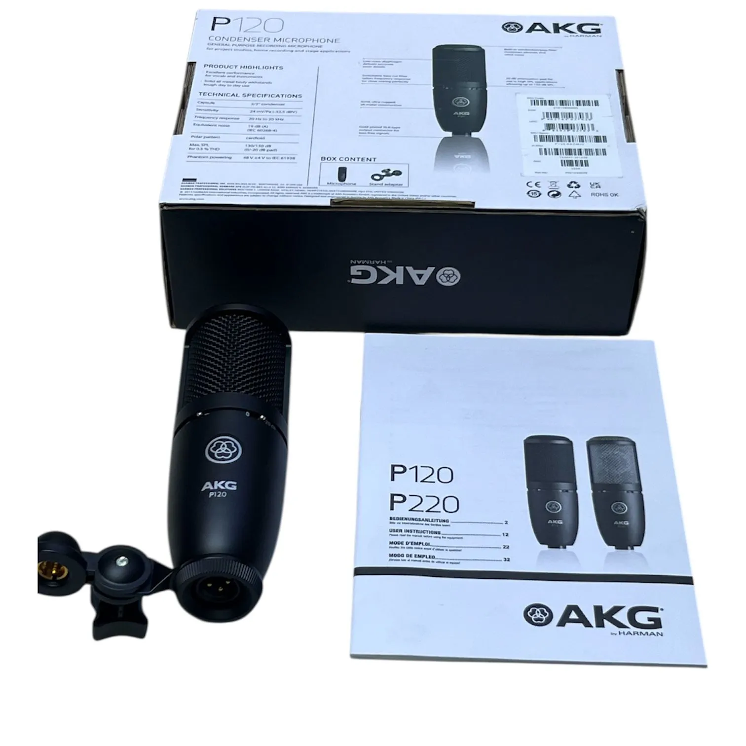 AKG P120 Cardioid Condenser Microphone | Professional Studio Recording Mic