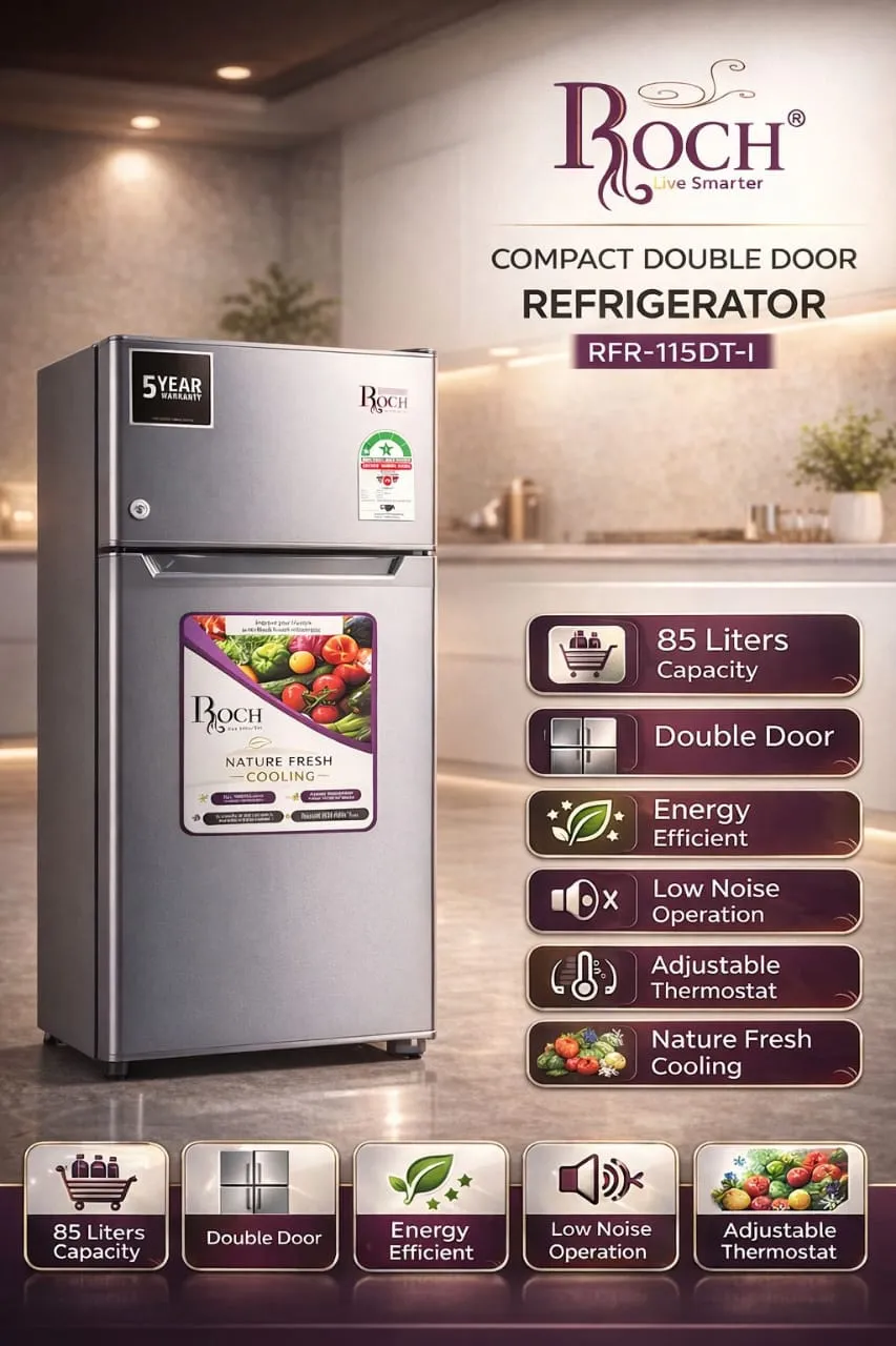 Roch double door 90litres RFR-115 dt-1 refrigerator