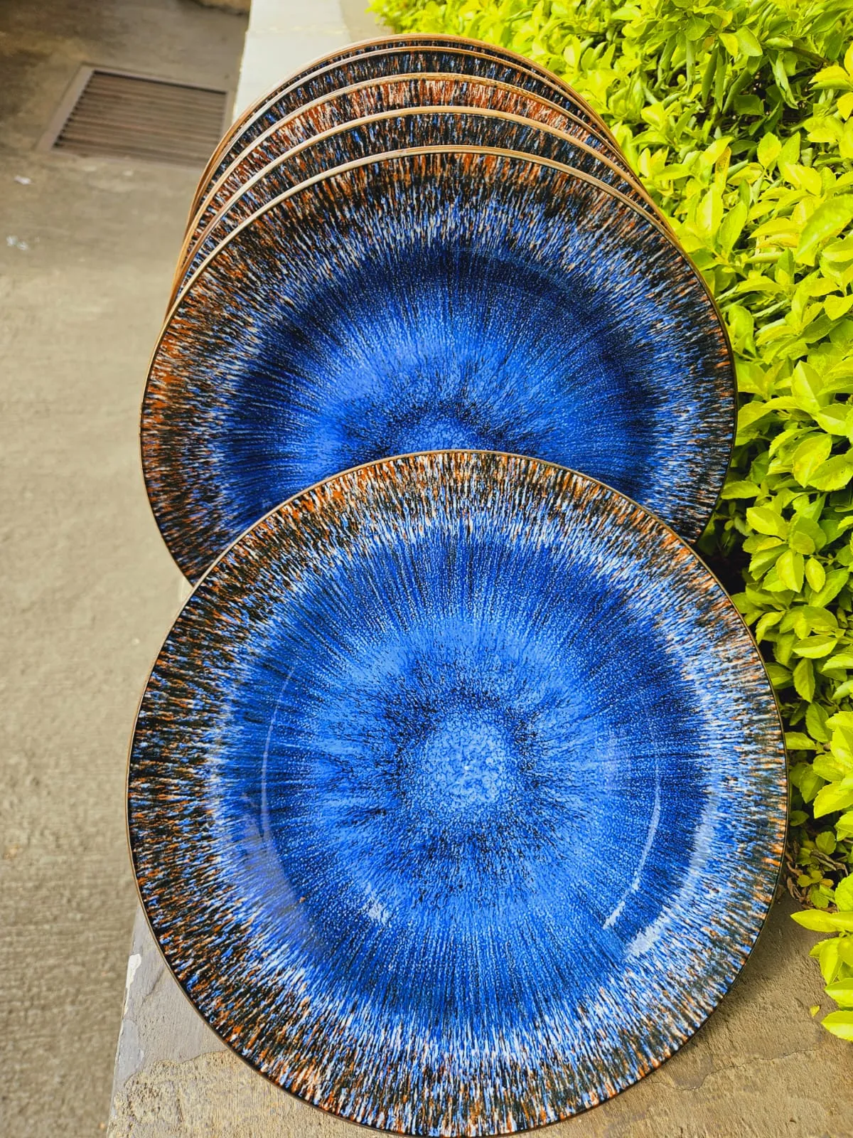 Dinner Plate - 10.5 inch Cat Eye Blue Reactive Glaze Ceramic Stoneware