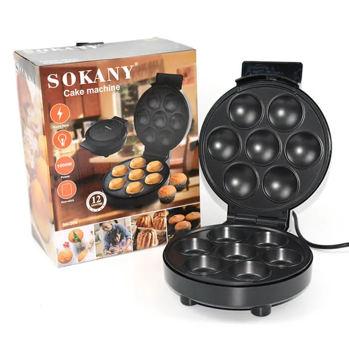 Main image of Sokany Non-Stick Cake Machine - 7-Cake Capacity, 1000W, Black
