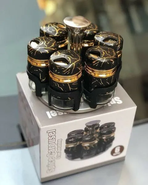 Main image of 7pcs marble rotating spice jars