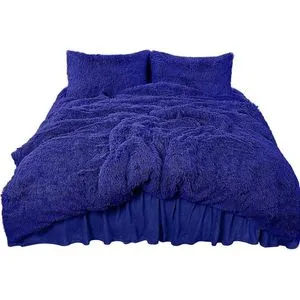 6pc Luxury Designs Velvet plush Fluffy Duvet set-Royal blue