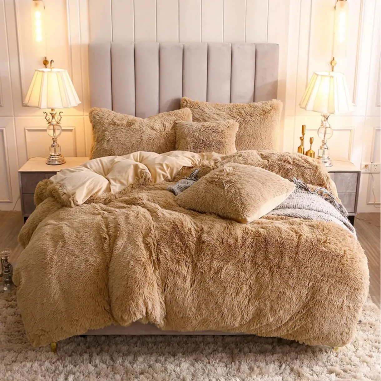 6pc Luxury Designs Velvet plush Fluffy Duvet set