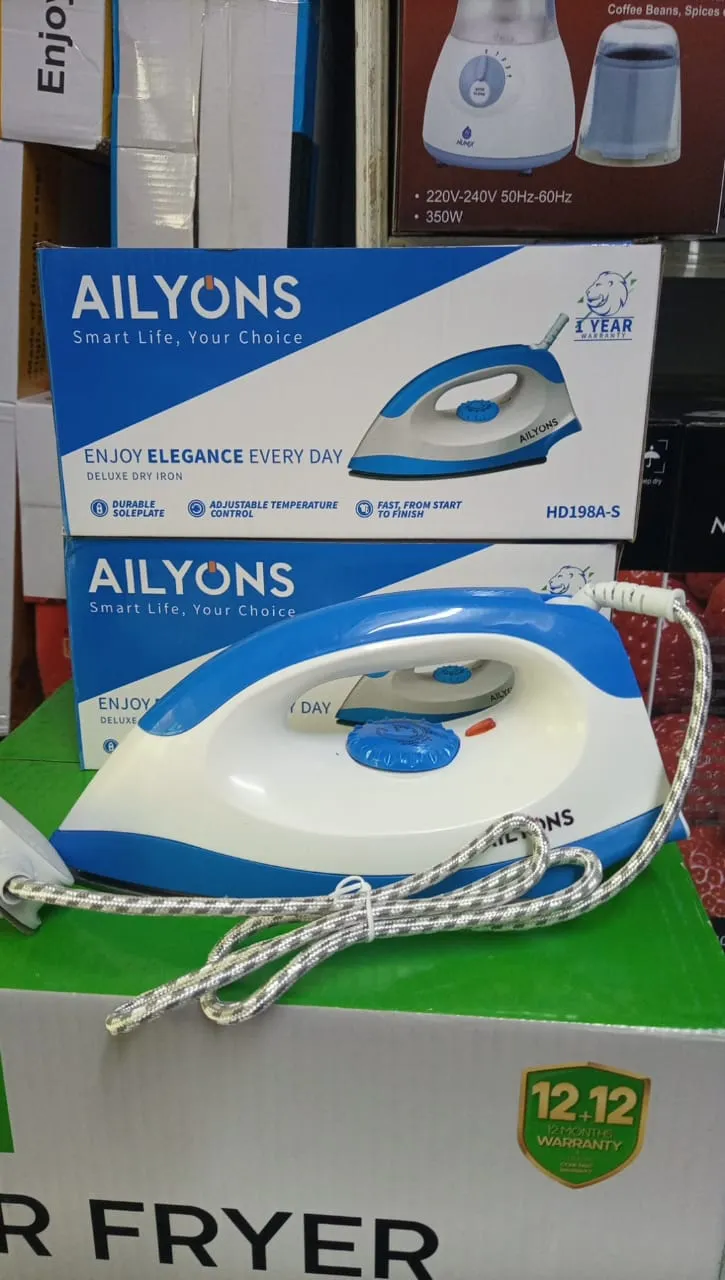 AILYONS 1200W Dry Iron with Non-Stick Sole Plate