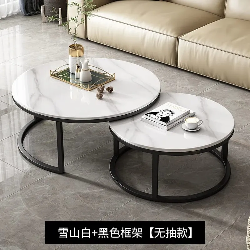 Modern Luxury 2in1 pure  Marble Nesting tables with black stand - Image 2