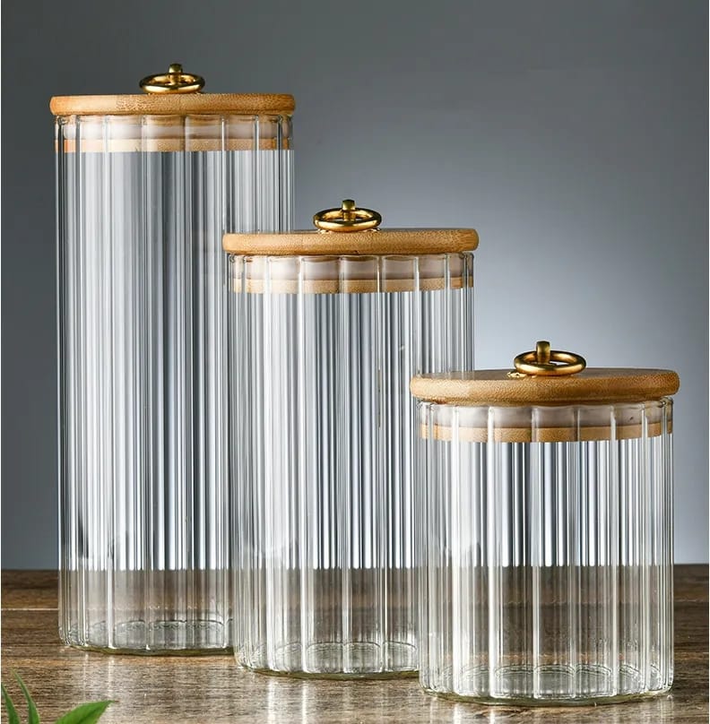 3pcs set Airtight Kitchen Glass Storage Jars - Image 5