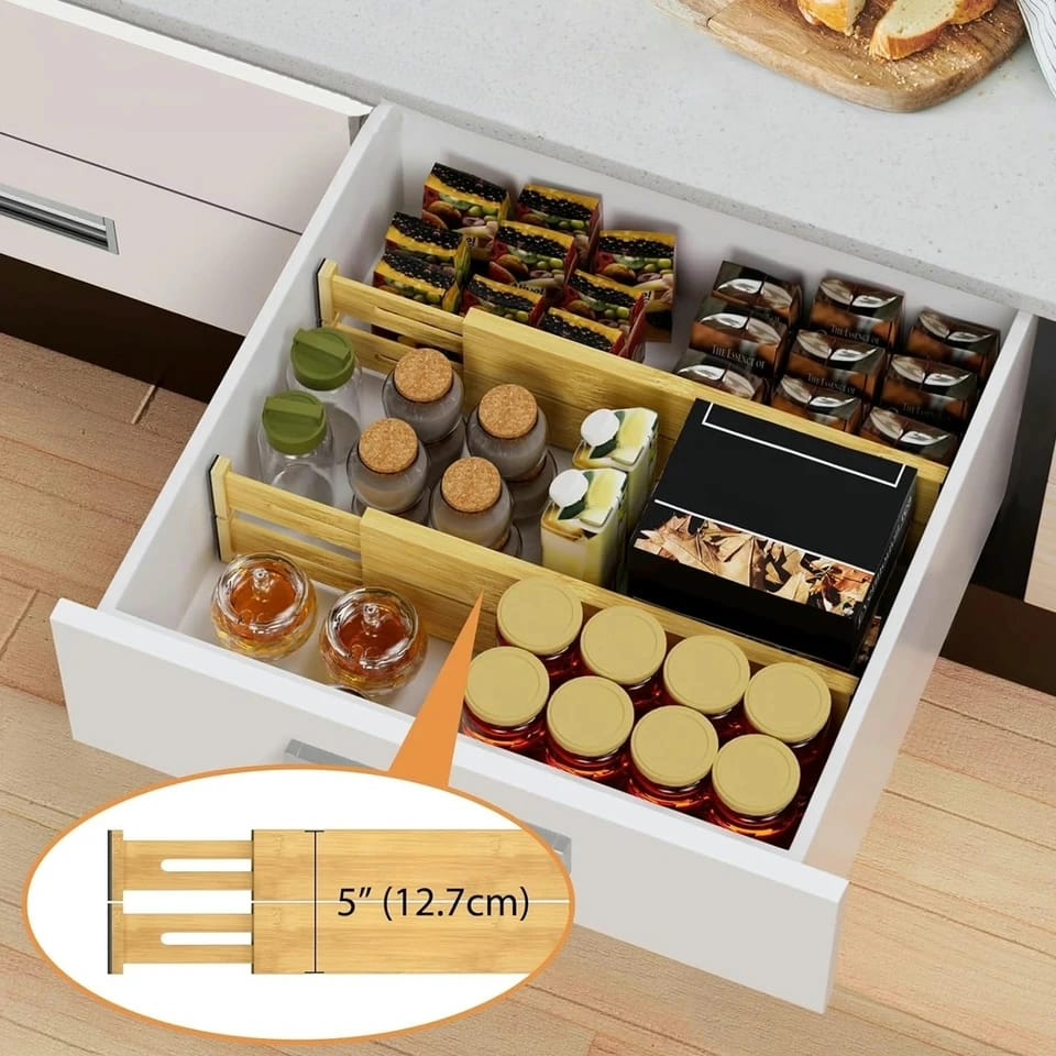 Multifunctional Bamboo drawer Dividers - Image 2