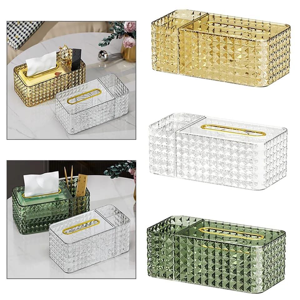 Diamond pattern tissue box with compartment - Image 5