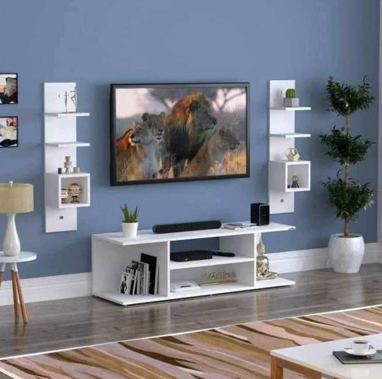 Monaco Modern TV Stand 4FT – Stylish , with Mountable side Decor