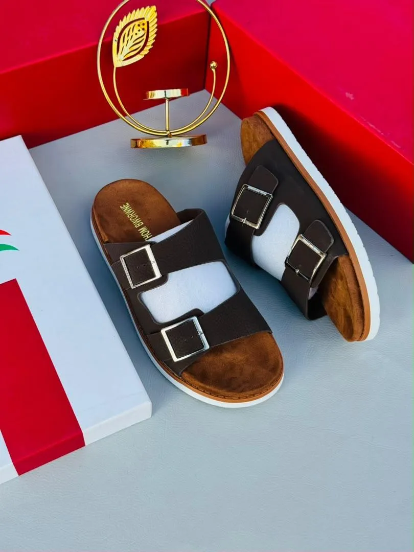 Black Double-Buckle Slide Sandals - Image 4