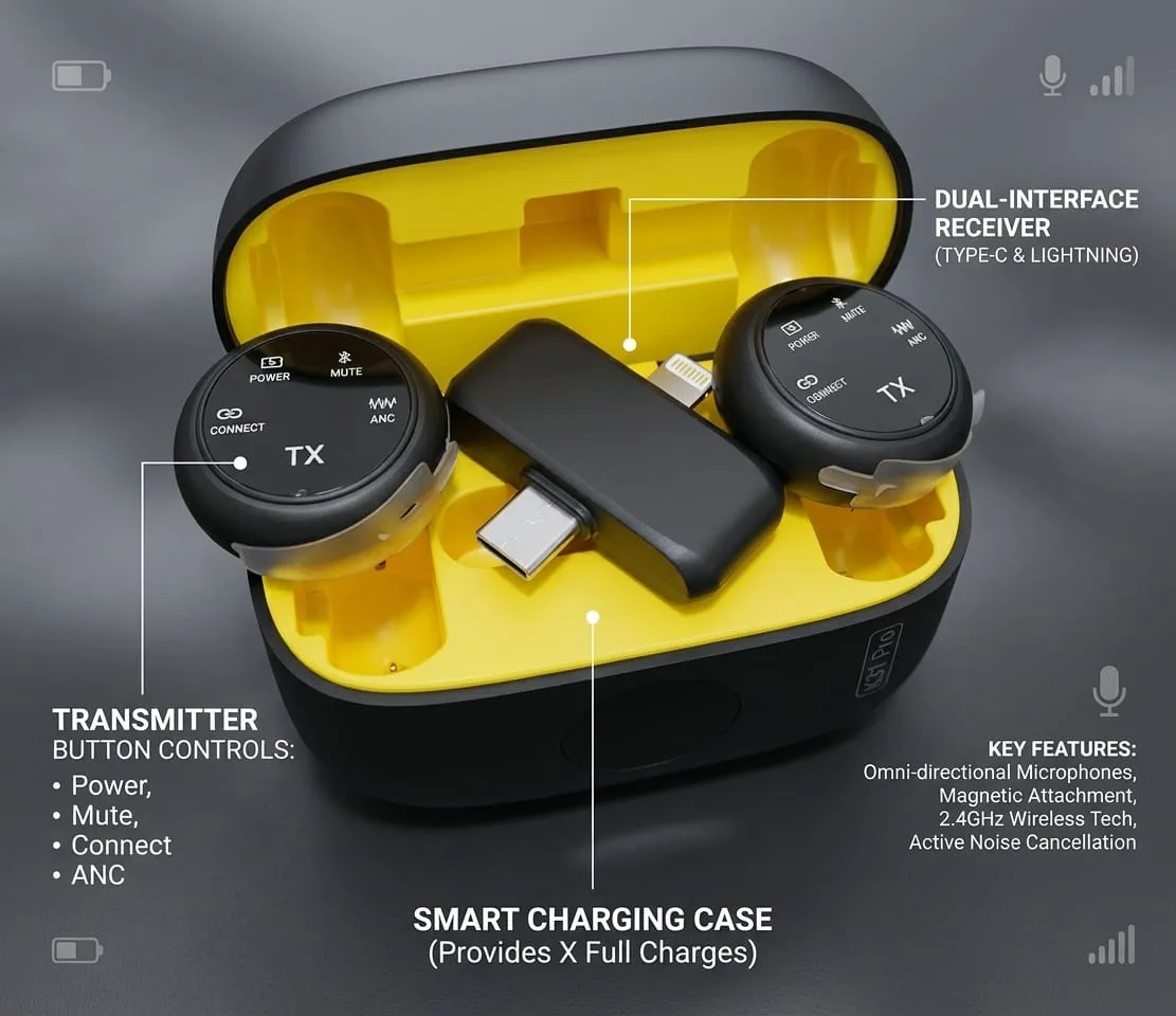 Main image of K61 Pro Dual Wireless Microphone System with Charging Case