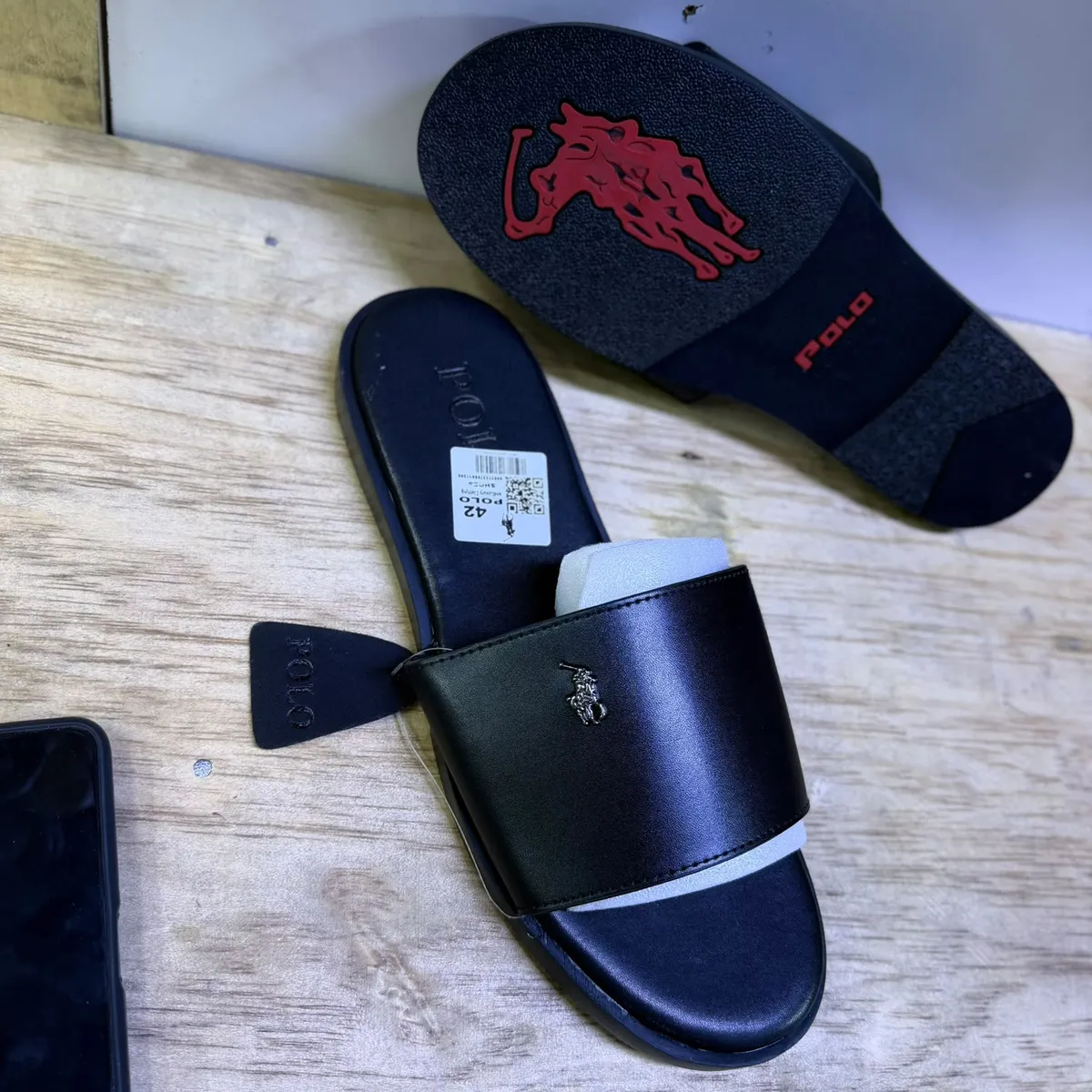 Black Polo Slide Sandals - Image 3