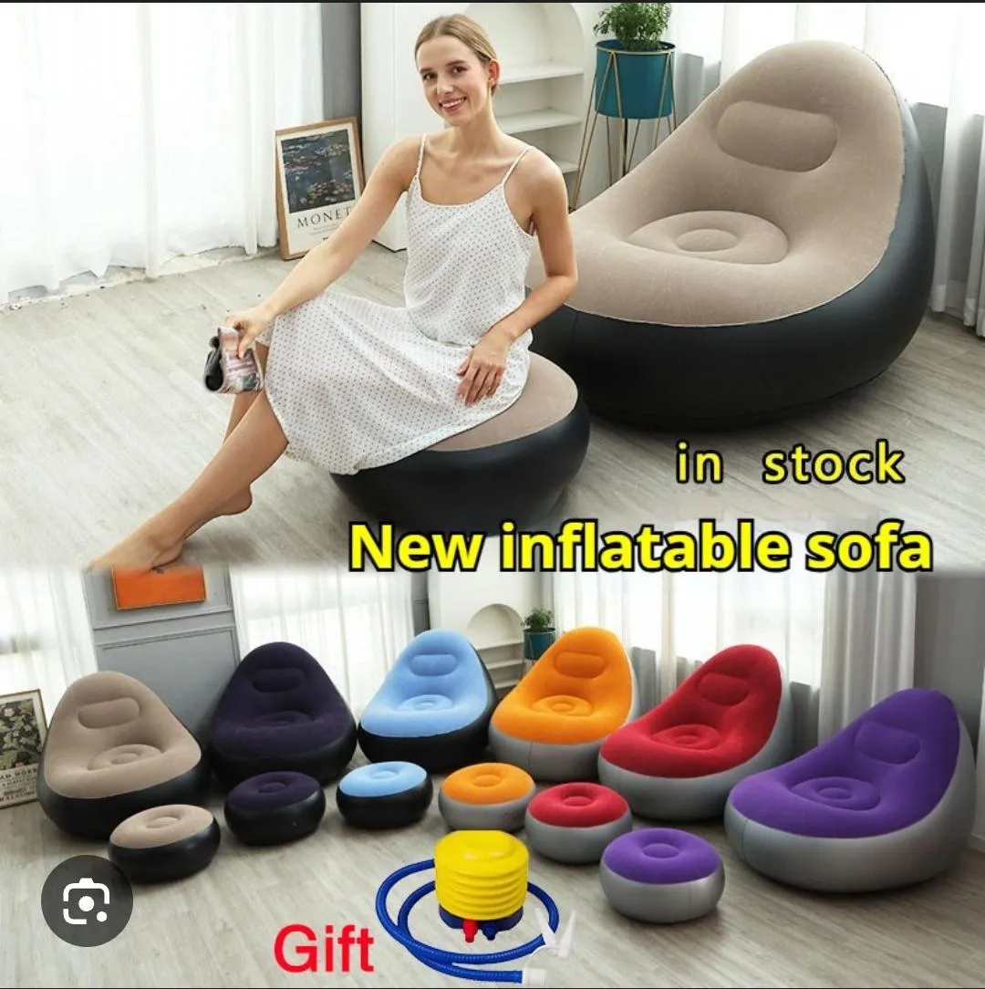 Inflatable Sofa Lounge Chair with Footstool - Image 2
