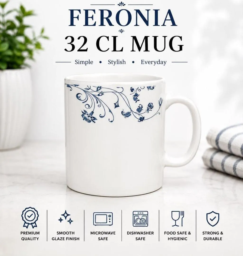Feronia 32 cl Ceramic Mug with Blue Floral Pattern - Image 2