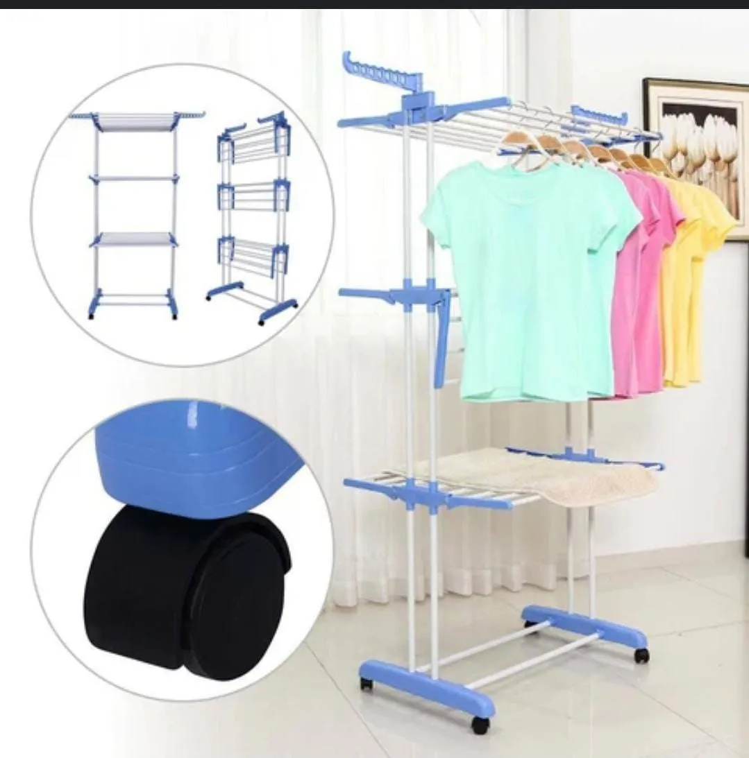 Detachable 3-Tier Clothes Drying Rack with Wheels - Image 2