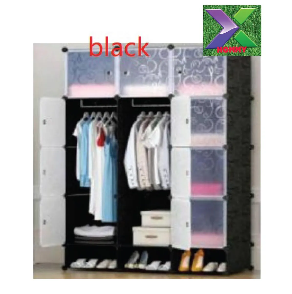 HOMMY Purple Plastic Cube Wardrobe with Shoe Rack - Image 4