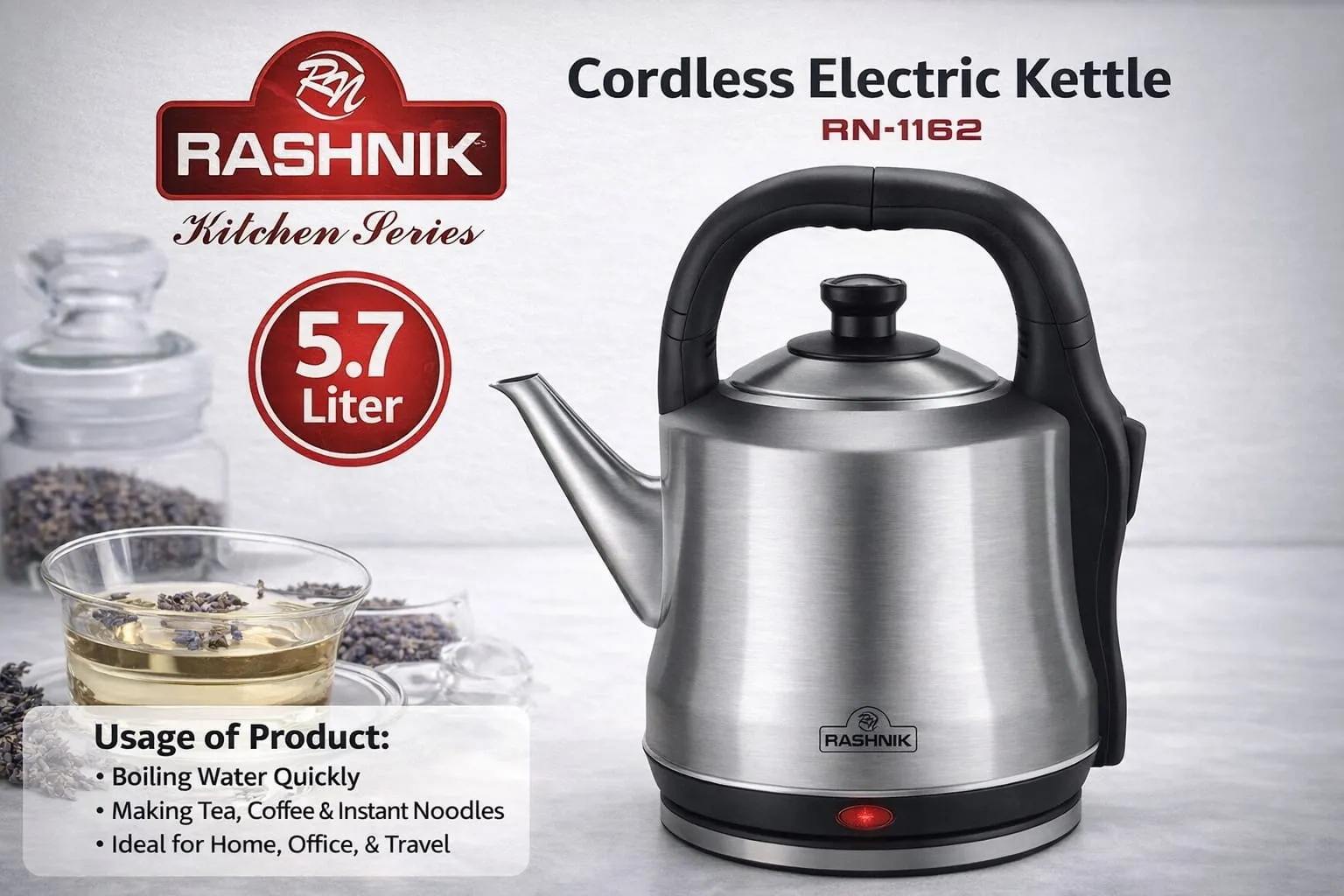 Rashnik RN-1162 Cordless Electric Kettle 5.7 L
